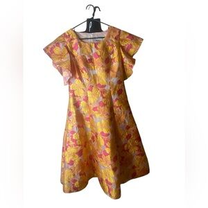 Floral Pink and Yellow Midi Dress